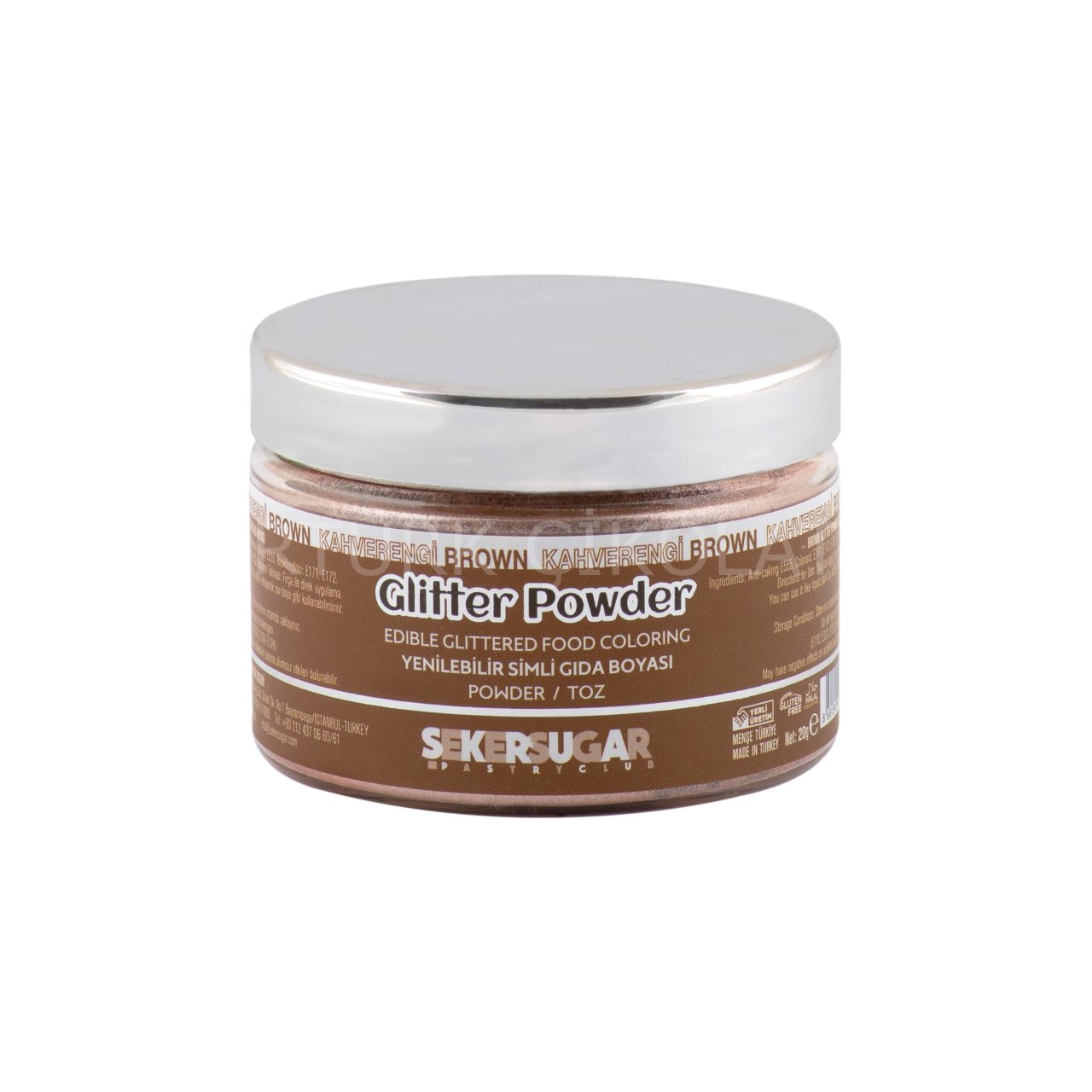ŞEKER&SUGAR GLİTTER POWDER YENİLEBİLİR TOZ SİMLİ GIDA BOYASI KAHVERENGİ 20 GR