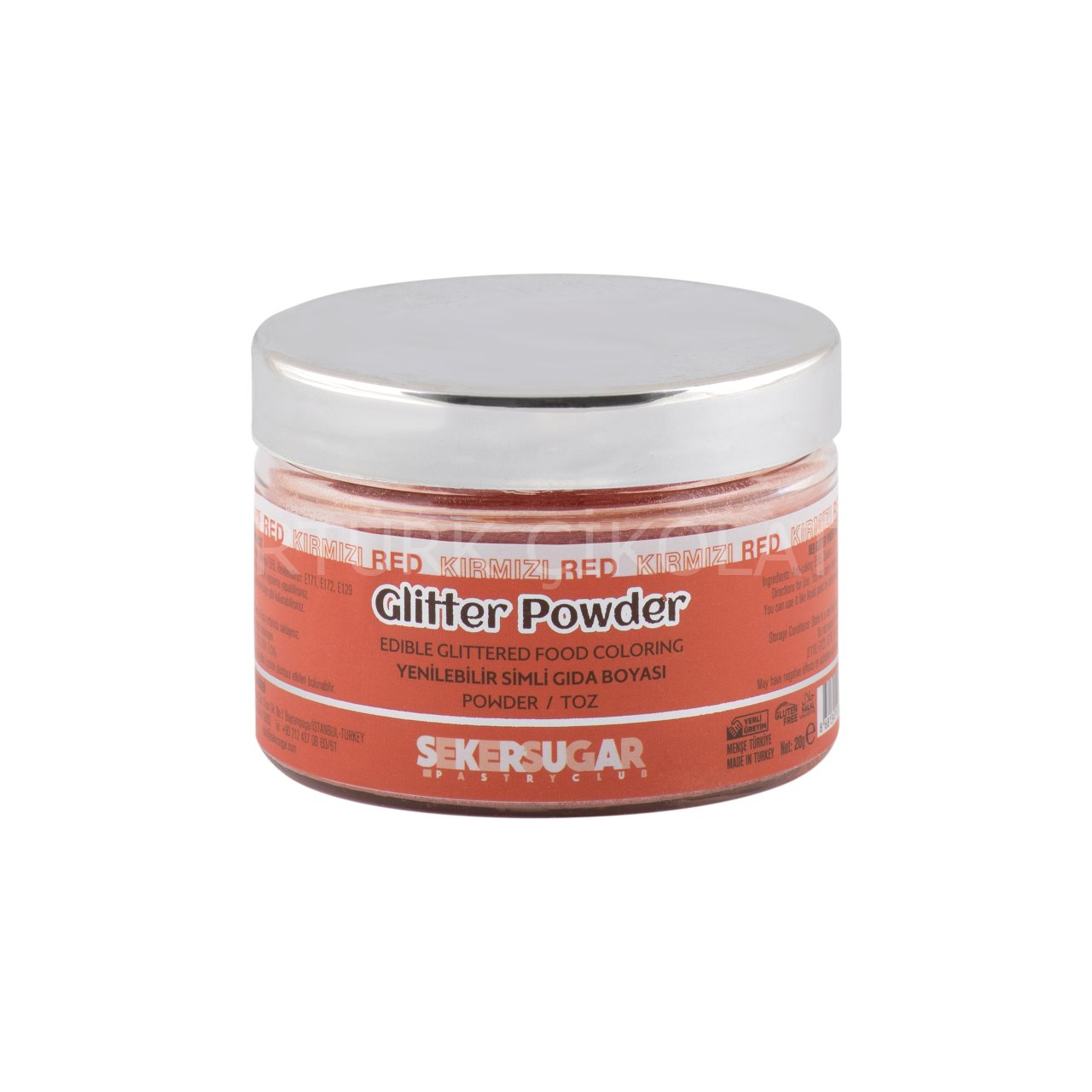ŞEKER&SUGAR GLİTTER POWDER YENİLEBİLİR TOZ SİMLİ GIDA BOYASI KIRMIZI 20 GR