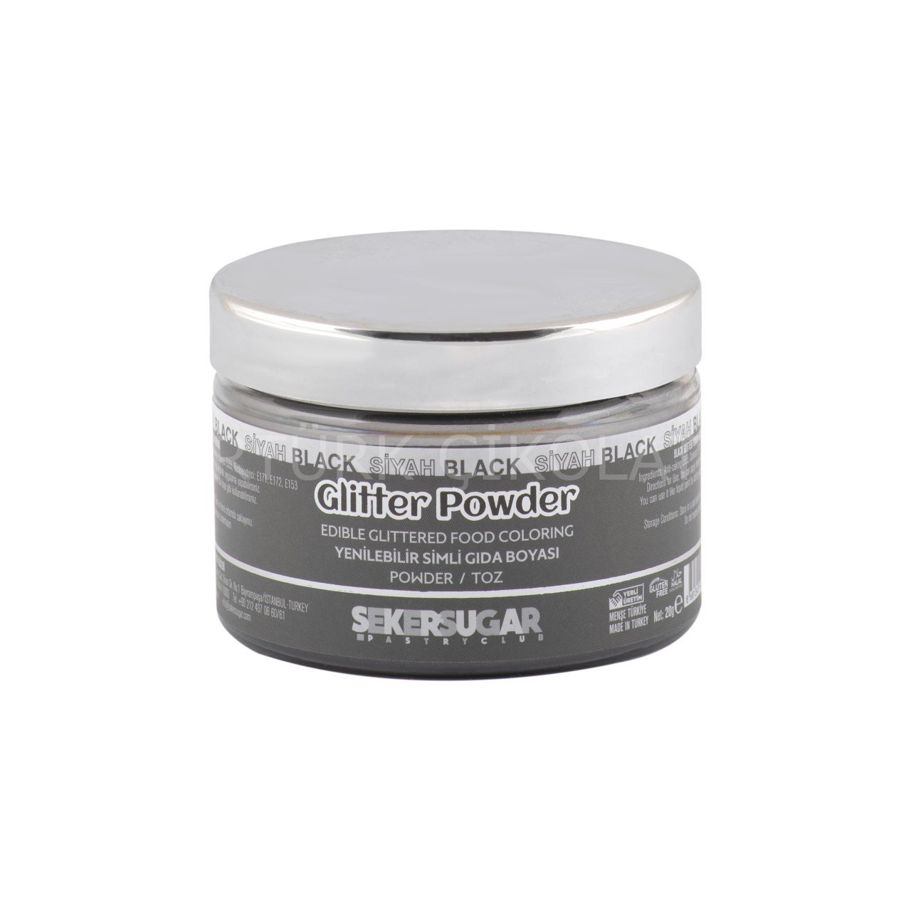 ŞEKER&SUGAR GLİTTER POWDER YENİLEBİLİR TOZ SİMLİ GIDA BOYASI SİYAH 20 GR