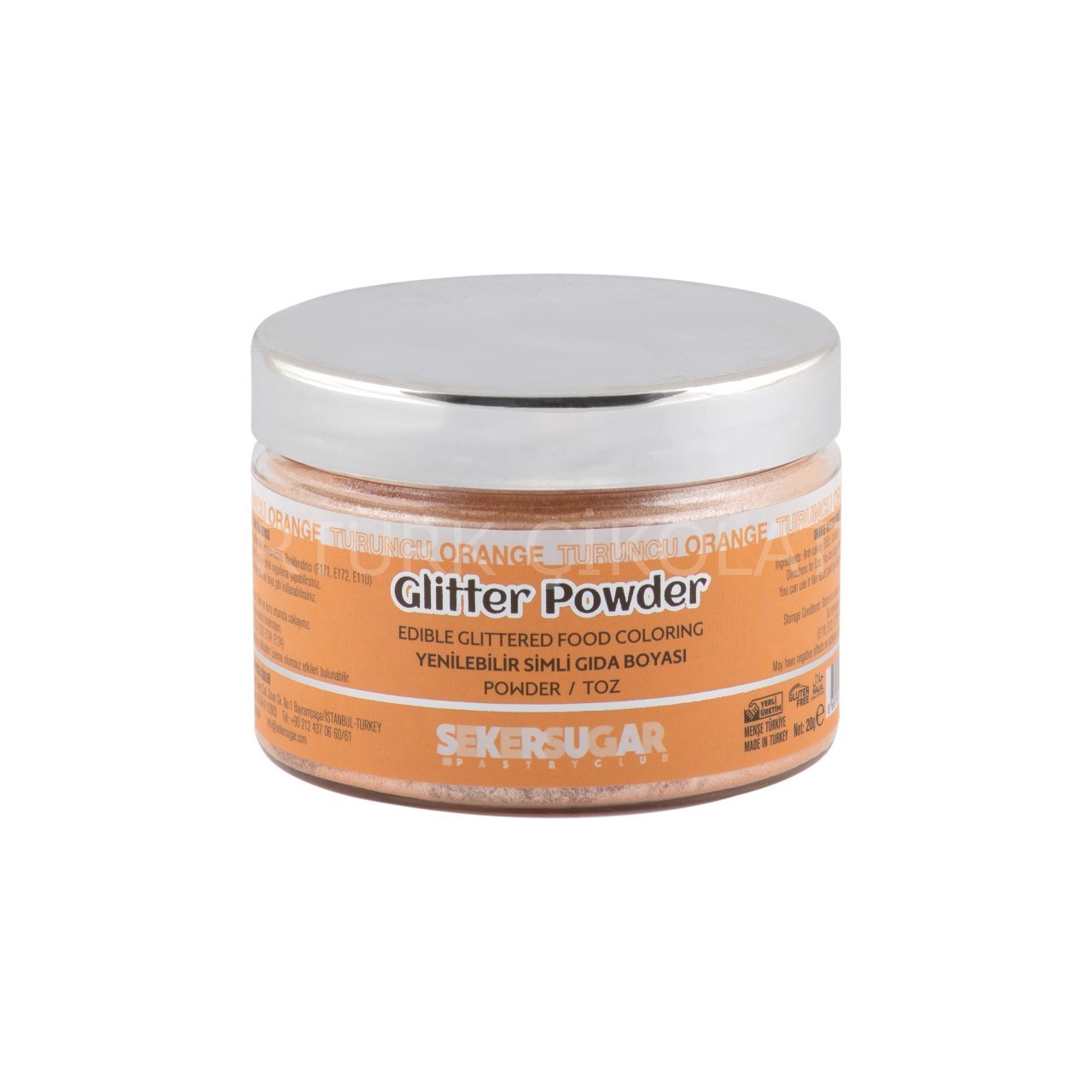 ŞEKER&SUGAR GLİTTER POWDER YENİLEBİLİR TOZ SİMLİ GIDA BOYASI TURUNCU 20 GR
