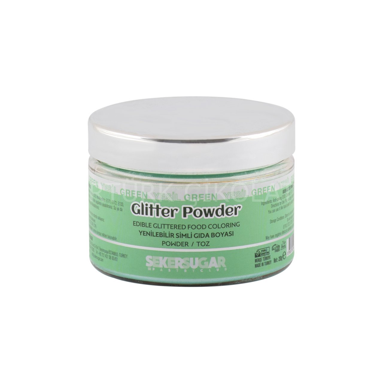 ŞEKER&SUGAR GLİTTER POWDER YENİLEBİLİR TOZ SİMLİ GIDA BOYASI YEŞİL 20 GR