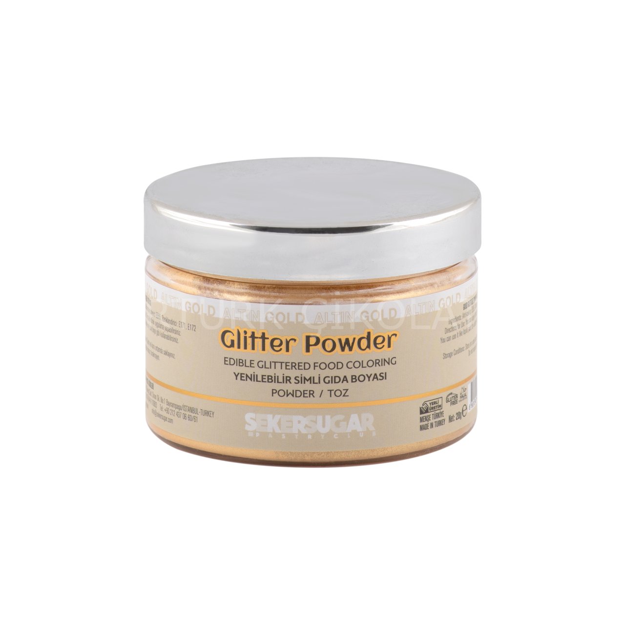ŞEKER&SUGAR GLİTTER POWDER YENİLEBİLİR TOZ SİMLİ GIDA BOYASI ALTIN 20 GR