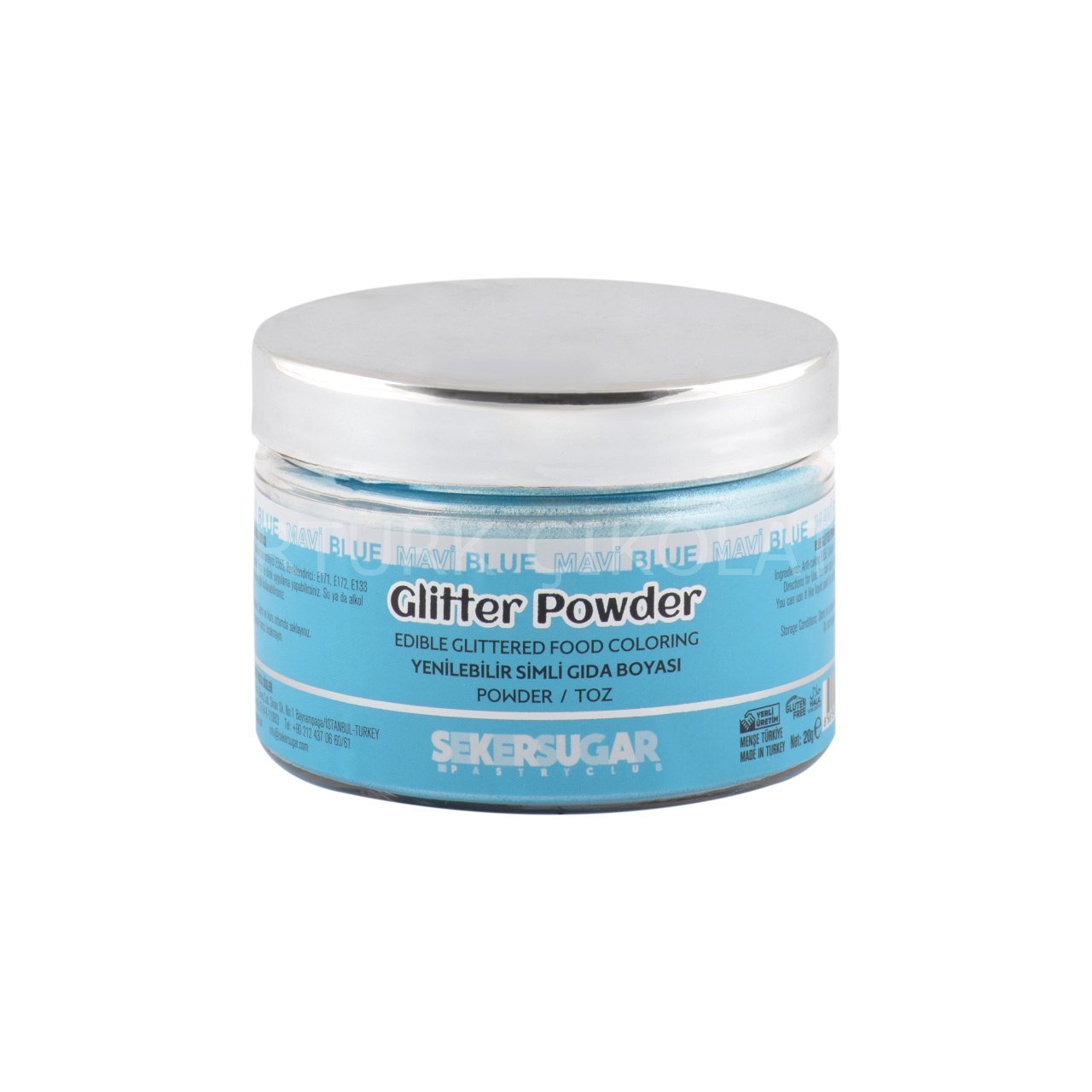 ŞEKER&SUGAR GLİTTER POWDER YENİLEBİLİR TOZ SİMLİ GIDA BOYASI MAVİ 20 GR