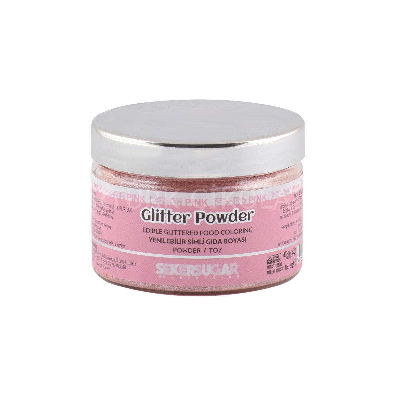 ŞEKER&SUGAR GLİTTER POWDER YENİLEBİLİR TOZ SİMLİ GIDA BOYASI PEMBE 20 GR