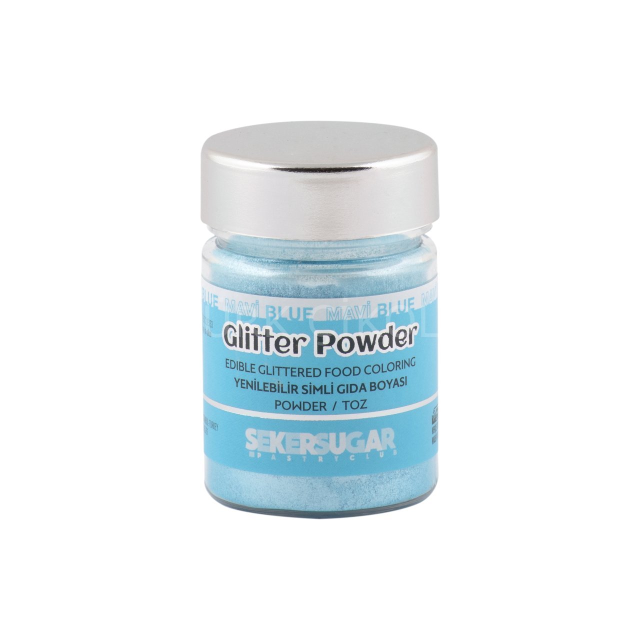 ŞEKER&SUGAR GLİTTER POWDER YENİLEBİLİR TOZ SİMLİ GIDA BOYASI MAVİ 10 GR