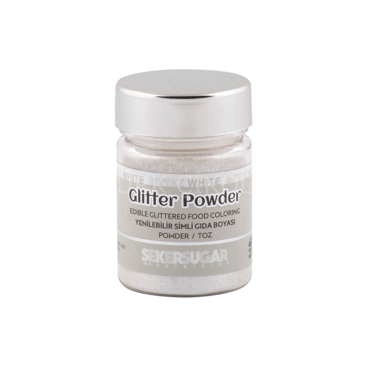 ŞEKER&SUGAR GLİTTER POWDER YENİLEBİLİR TOZ SİMLİ GIDA BOYASI BEYAZ 10 GR