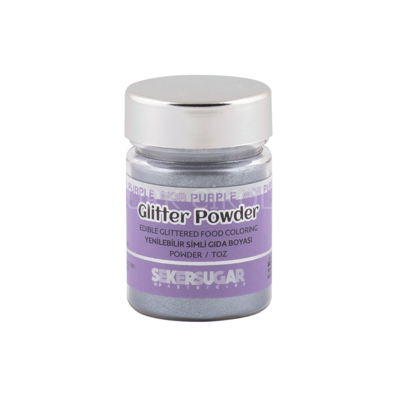 ŞEKER&SUGAR GLİTTER POWDER YENİLEBİLİR TOZ SİMLİ GIDA BOYASI MOR 10 GR
