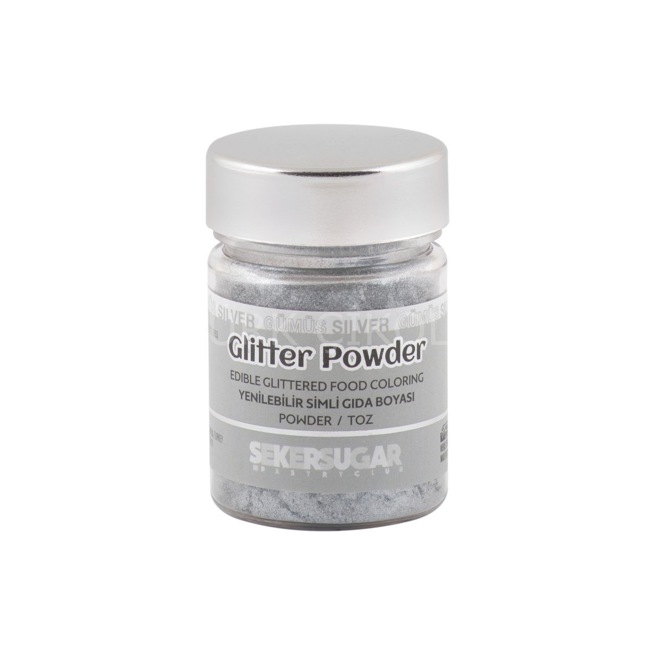 ŞEKER&SUGAR GLİTTER POWDER YENİLEBİLİR TOZ SİMLİ GIDA BOYASI GÜMÜŞ 10 GR