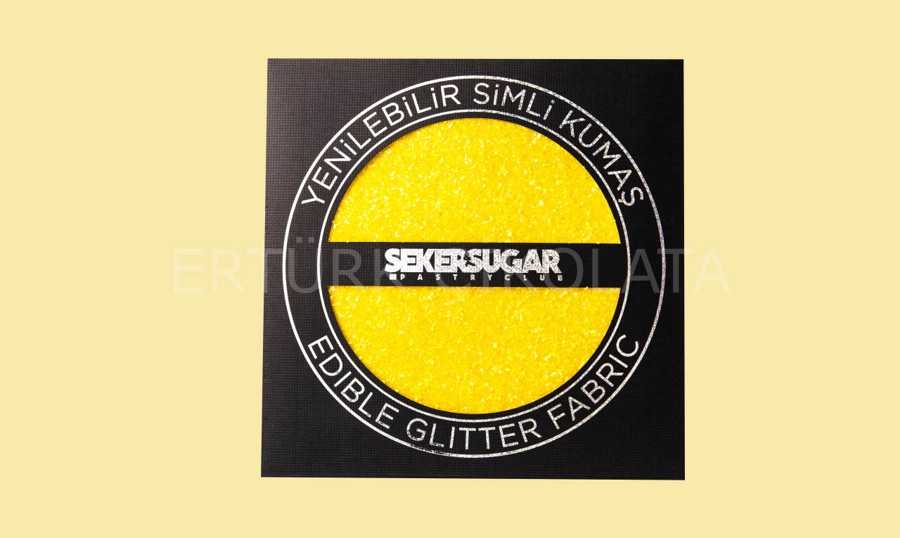 ŞEKER&SUGAR YENİLEBİLİR SARI SİMLİ KUMAŞ 15CM X 15CM