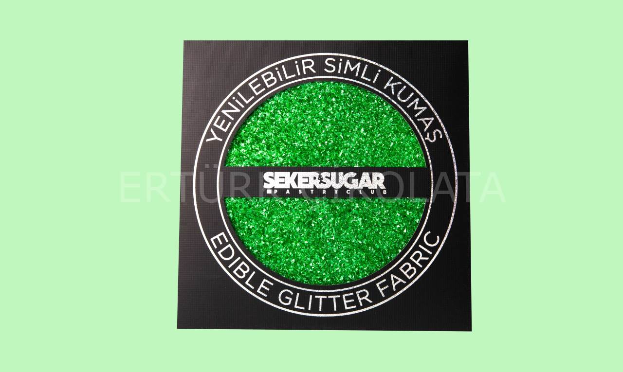 ŞEKER&SUGAR YENİLEBİLİR YEŞİL SİMLİ KUMAŞ 15CM X 15CM
