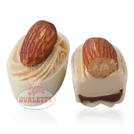 SCHÖNE SCHOKOLADE BADEMLİ BEYAZ OVAL KUP