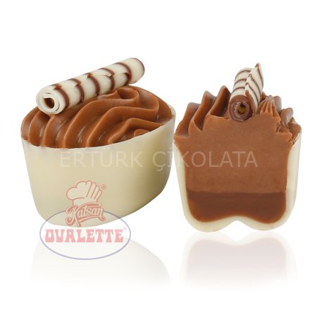 SCHÖNE SCHOKOLADE DEKOR ÇİKOLATALI BEYAZ OVAL KUP